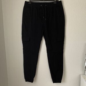 ITALY MORN Men's Black Cargo Pockets Drawstring Jogger Pants Size 2XL